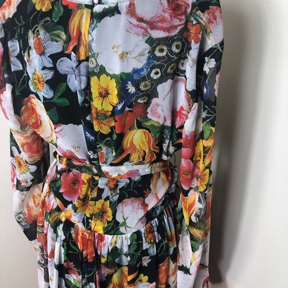 LF Multicolored Floral Tie Dress Size 16 - Picture 5 of 6